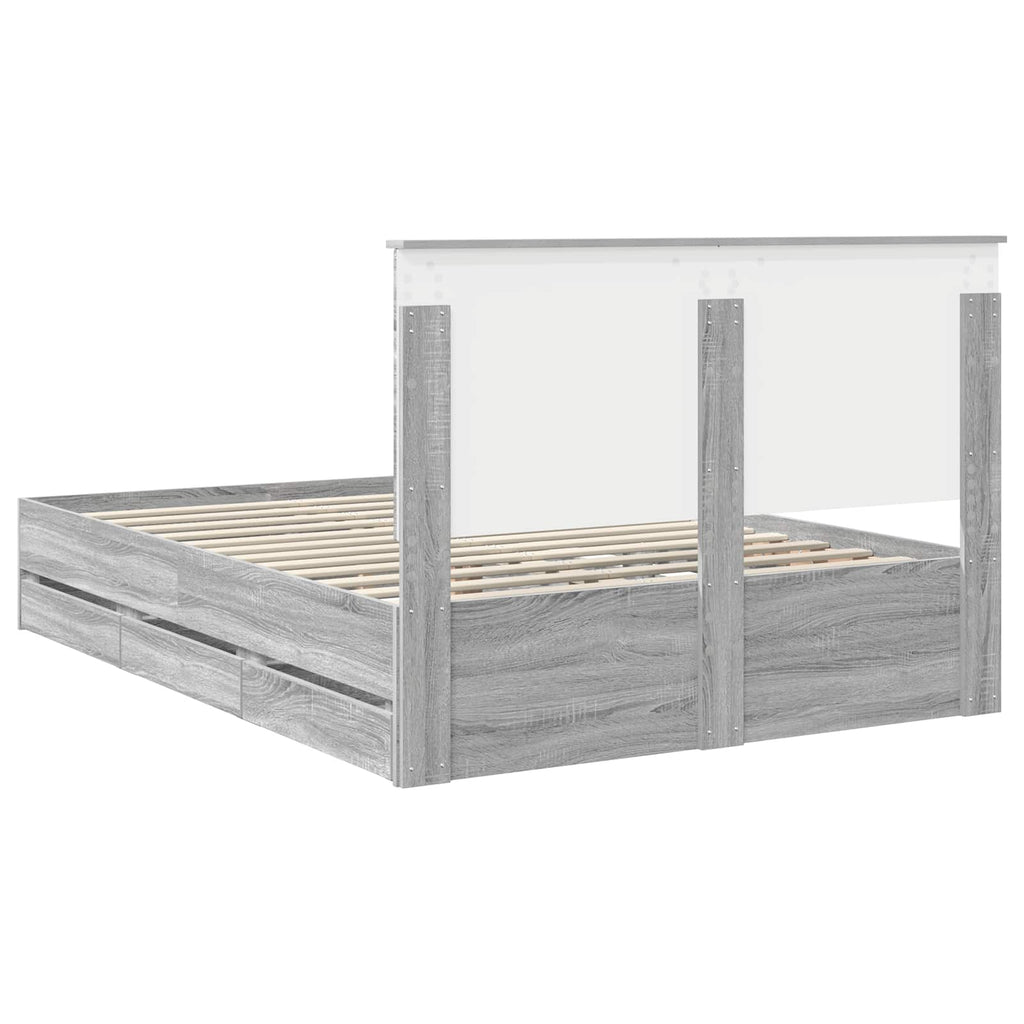 Bed Frame with Drawer Grey Sonoma 140 x 200 cm Engineer Wood