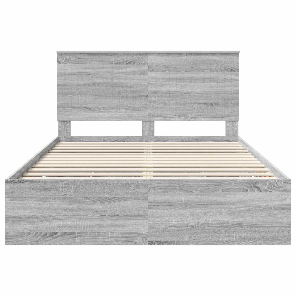 Bed Frame with Drawer Grey Sonoma 140 x 200 cm Engineer Wood