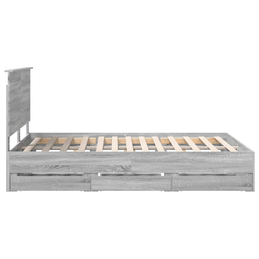 Bed Frame with Drawer Grey Sonoma 140 x 200 cm Engineer Wood