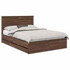 Bed Frame with Drawer Brown Oak 140 x 200 cm Engineer Wood
