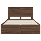 Bed Frame with Drawer Brown Oak 140 x 200 cm Engineer Wood