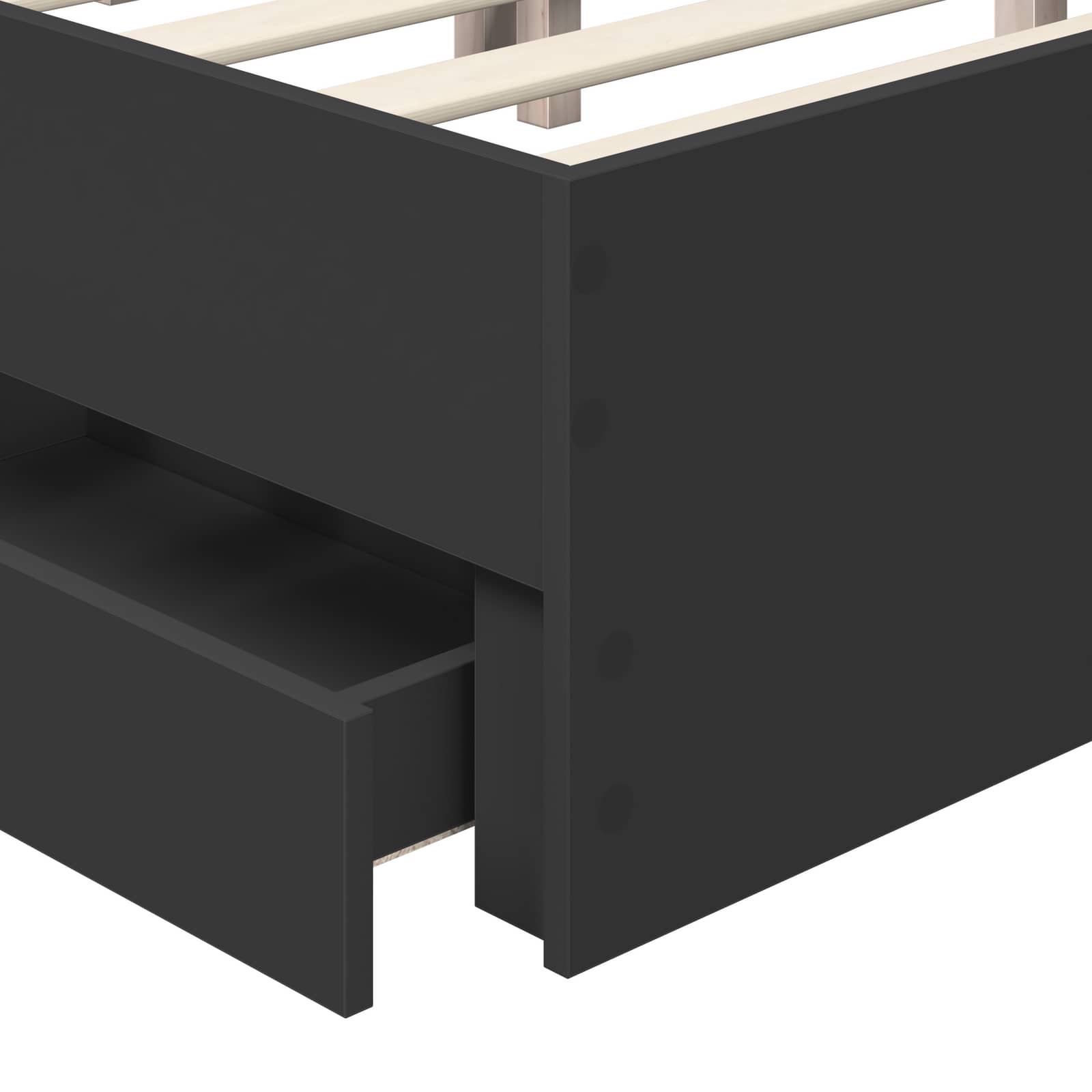Bed Frame with Drawer Black 135 x 190 cm Engineer Wood