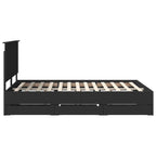 Bed Frame with Drawer Black 135 x 190 cm Engineer Wood