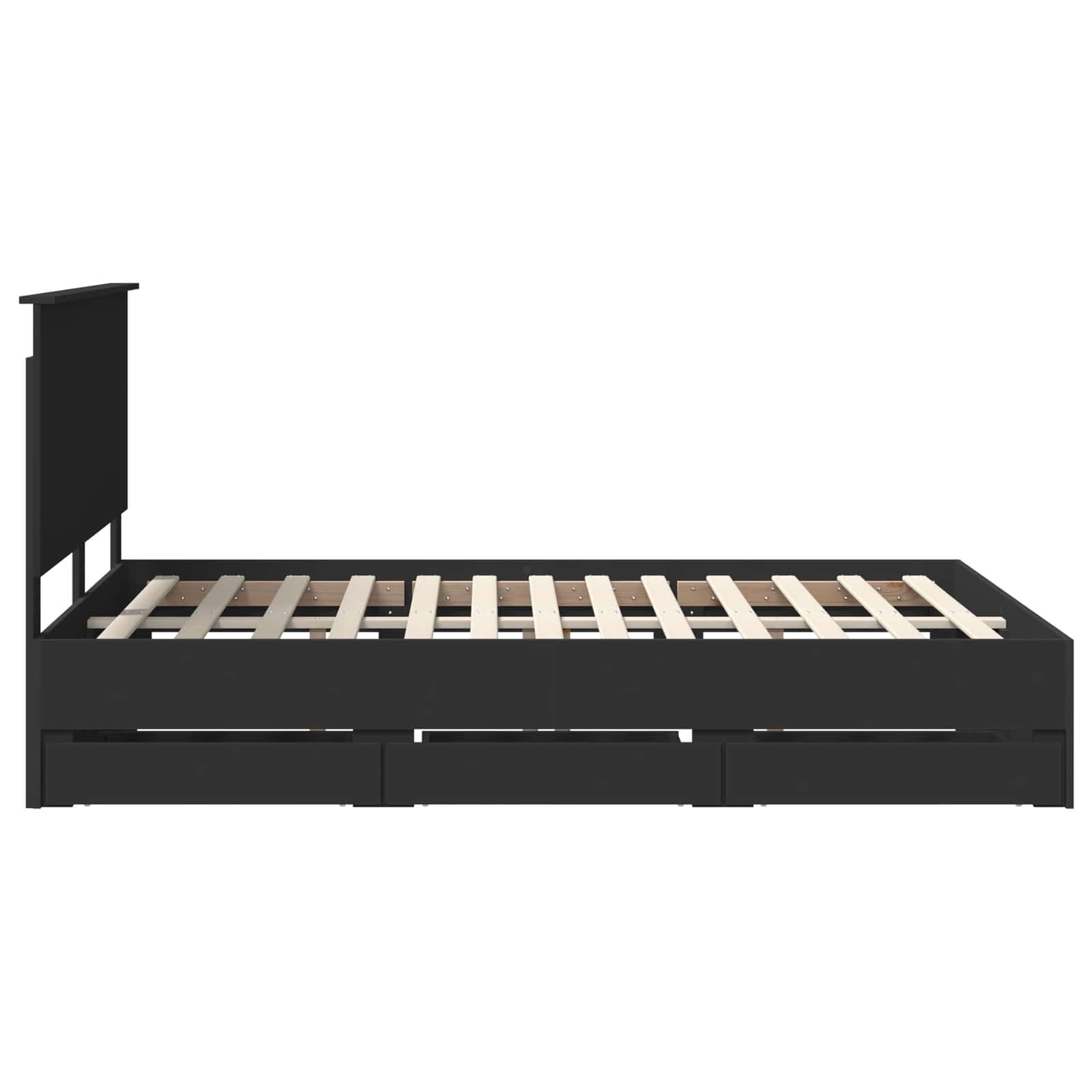 Bed Frame with Drawer Black 135 x 190 cm Engineer Wood