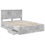 Bed Frame with Drawer Concrete Grey 135 x 190 cm Engineer Wood