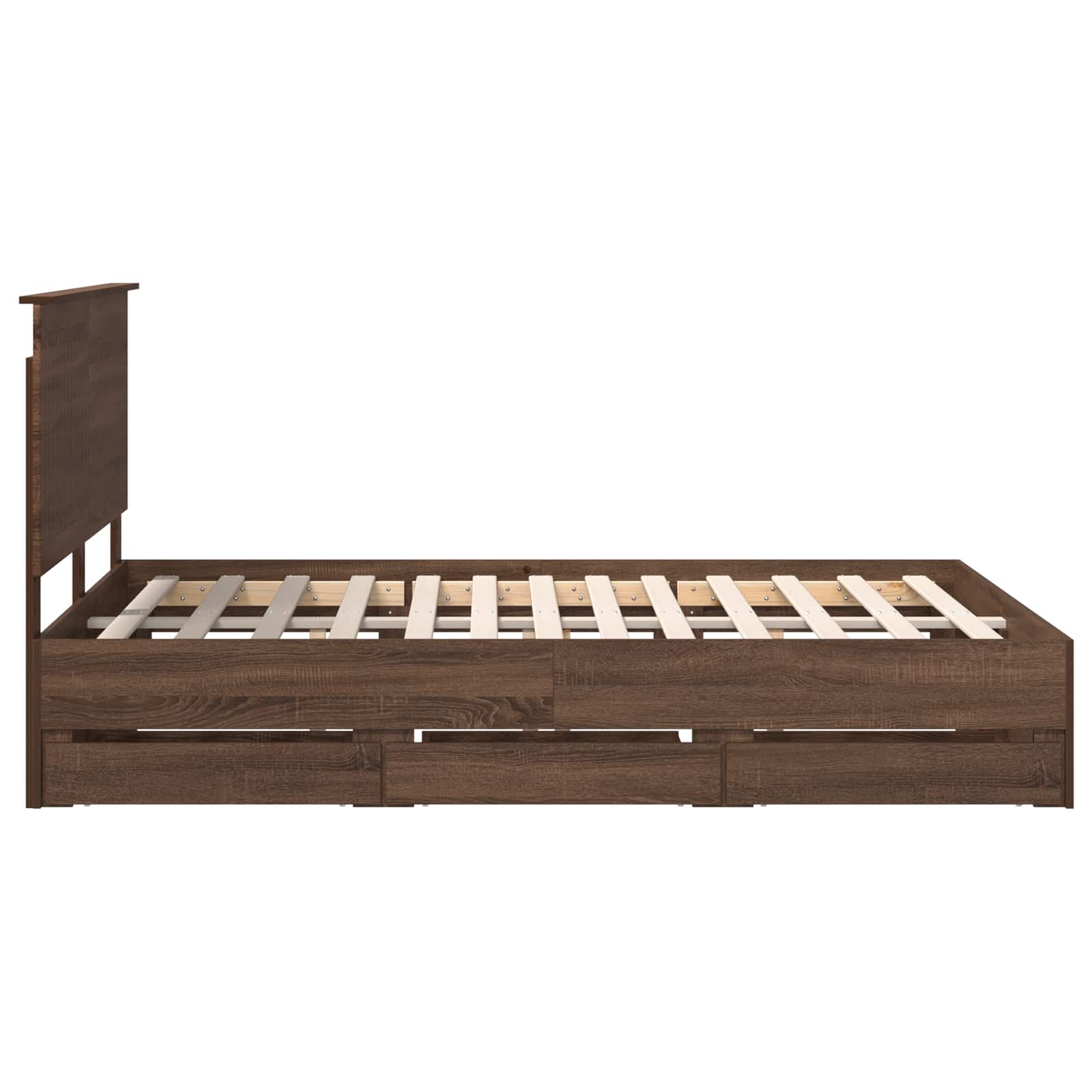 Bed Frame with Drawer Brown Oak 135 x 190 cm Engineer Wood