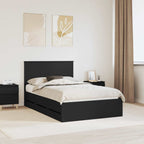 Bed Frame with Drawer Black 120 x 190 cm Engineer Wood