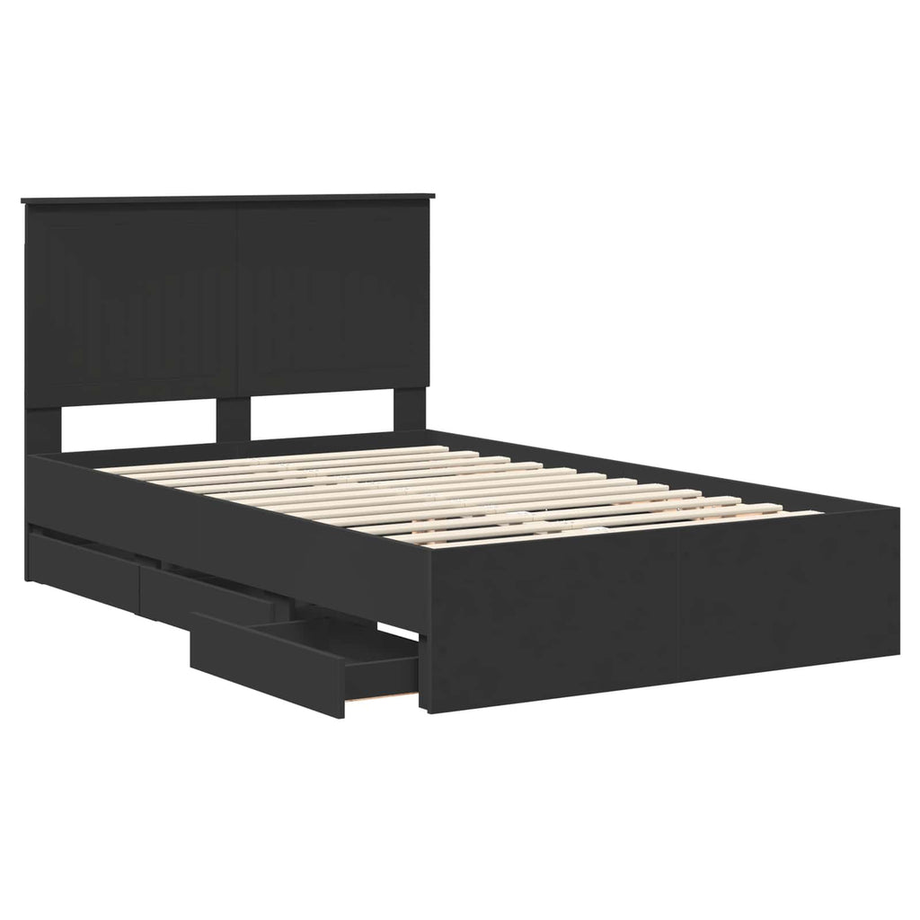 Bed Frame with Drawer Black 120 x 190 cm Engineer Wood