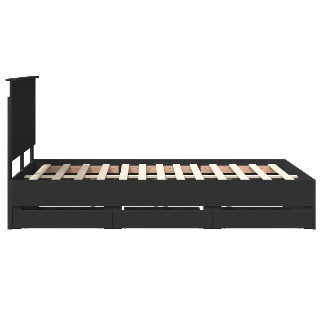 Bed Frame with Drawer Black 120 x 190 cm Engineer Wood