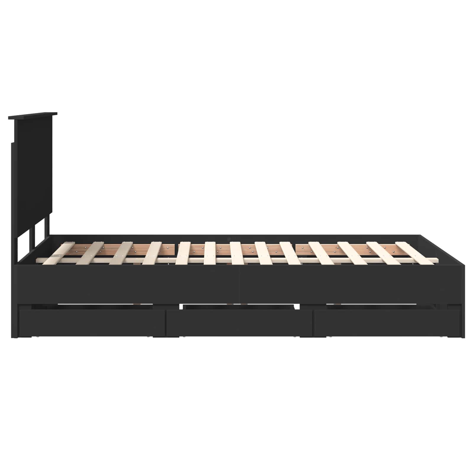 Bed Frame with Drawer Black 120 x 190 cm Engineer Wood