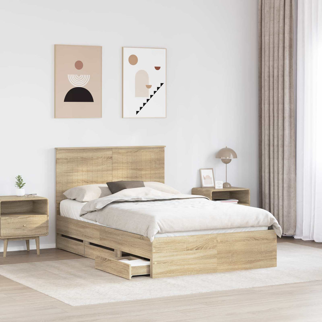 Bed Frame with Drawer Sonoma Oak 120 x 190 cm Engineer Wood