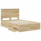 Bed Frame with Drawer Sonoma Oak 120 x 190 cm Engineer Wood