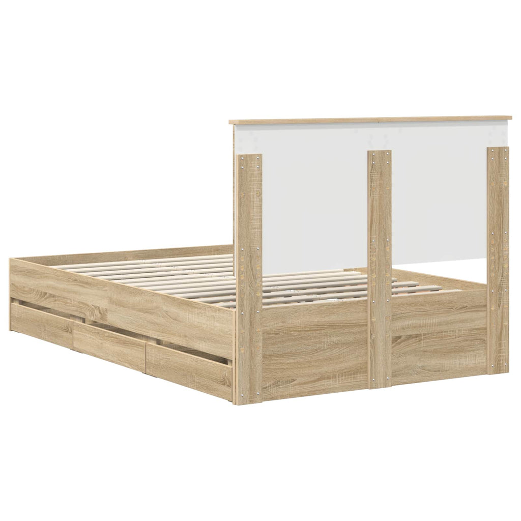 Bed Frame with Drawer Sonoma Oak 120 x 190 cm Engineer Wood