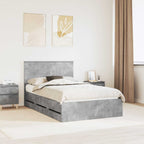 Bed Frame with Drawer Concrete Grey 120 x 190 cm Engineer Wood