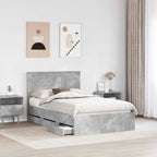 Bed Frame with Drawer Concrete Grey 120 x 190 cm Engineer Wood