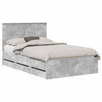 Bed Frame with Drawer Concrete Grey 120 x 190 cm Engineer Wood