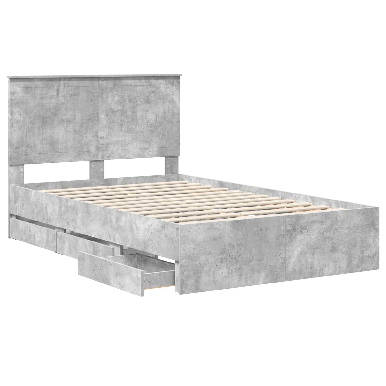 Bed Frame with Drawer Concrete Grey 120 x 190 cm Engineer Wood