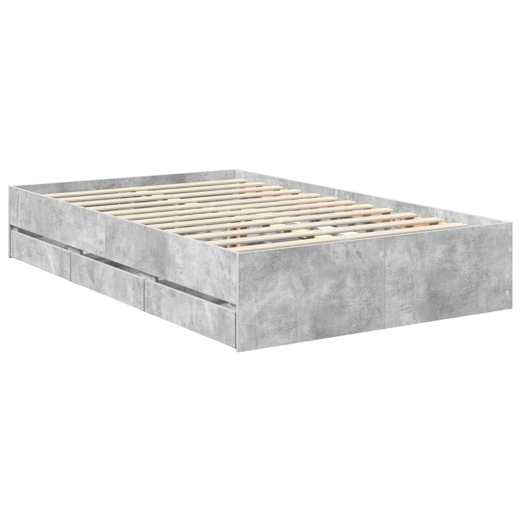 Bed Frame with Drawer Concrete Grey 120 x 190 cm Engineer Wood