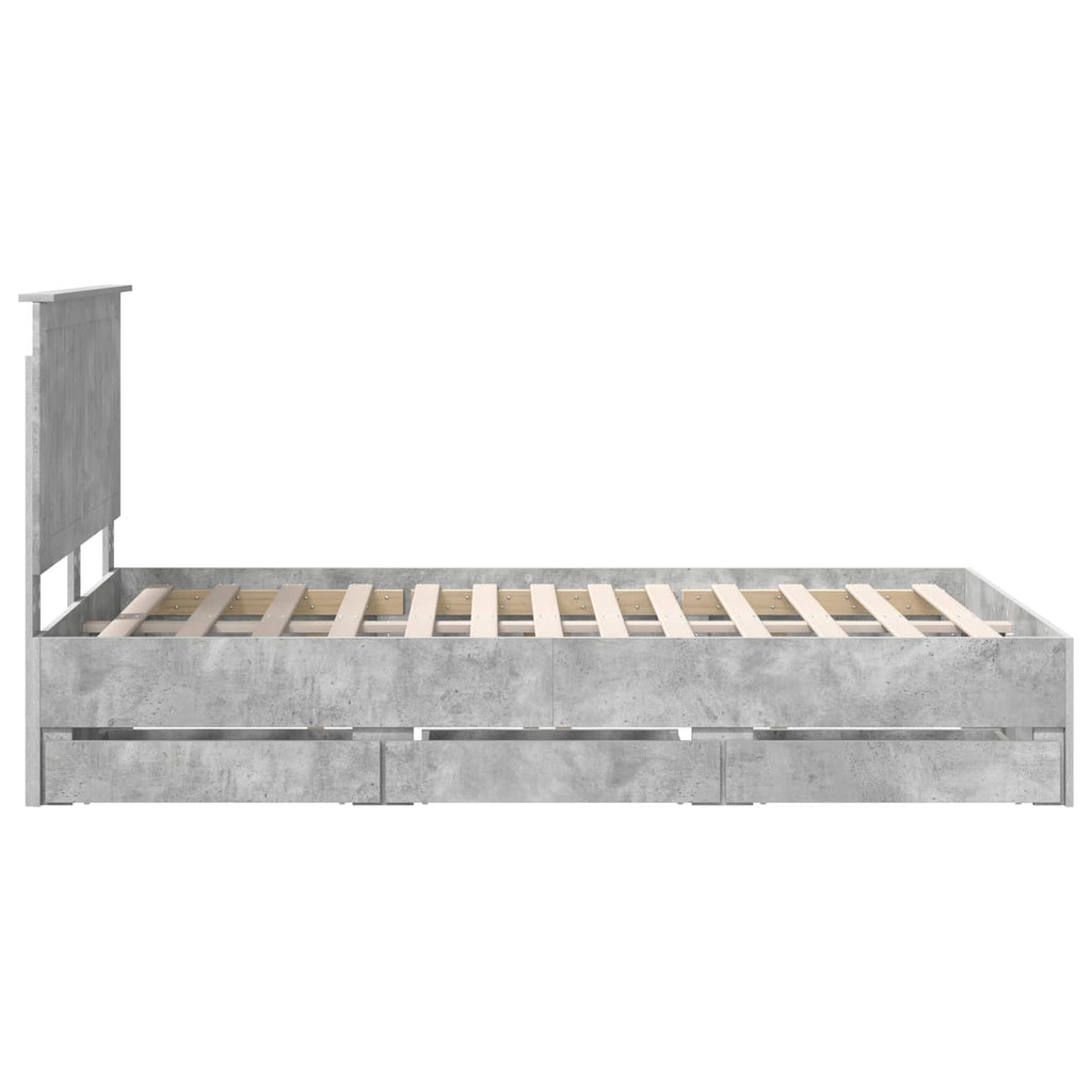 Bed Frame with Drawer Concrete Grey 120 x 190 cm Engineer Wood