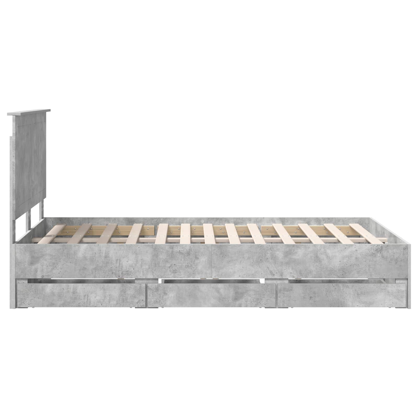 Bed Frame with Drawer Concrete Grey 120 x 190 cm Engineer Wood