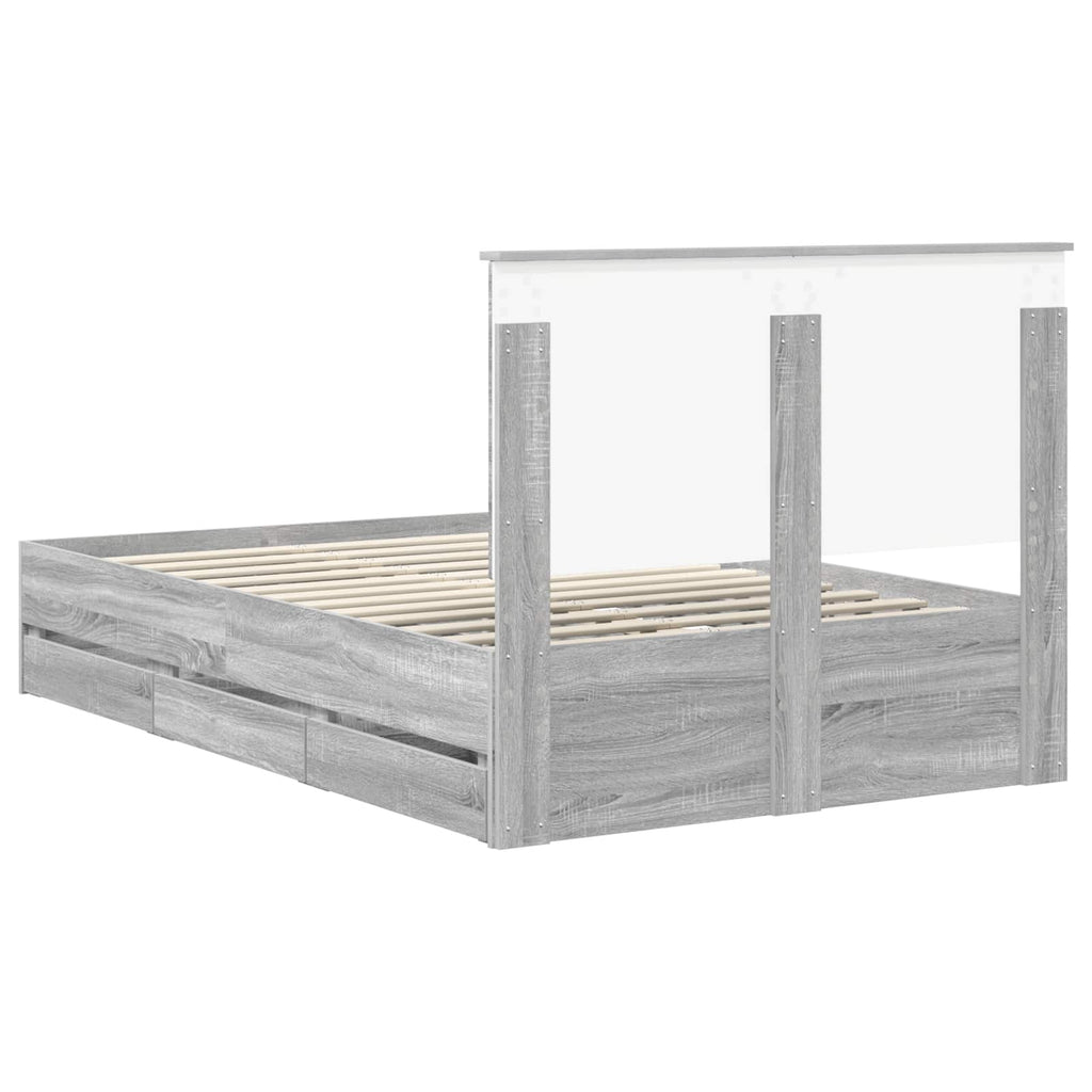 Bed Frame with Drawer Grey Sonoma 120 x 190 cm Engineer Wood