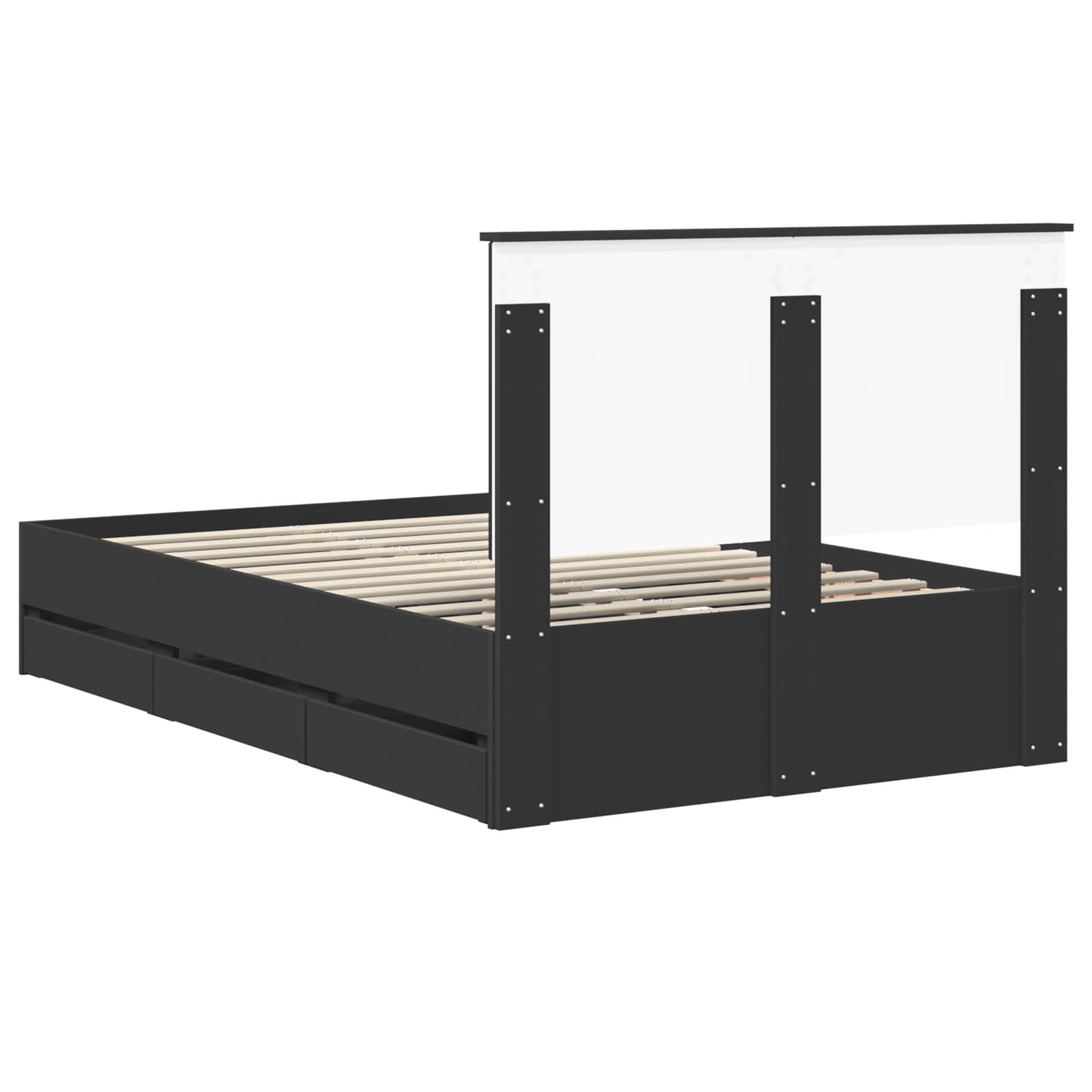 Bed Frame with Drawer Black 120 x 200 cm Engineer Wood