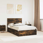 Bed Frame with Drawer Smoked Oak 120 x 200 cm Engineer Wood