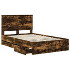 Bed Frame with Drawer Smoked Oak 120 x 200 cm Engineer Wood