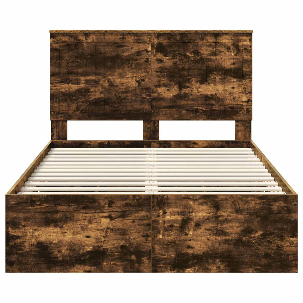 Bed Frame with Drawer Smoked Oak 120 x 200 cm Engineer Wood