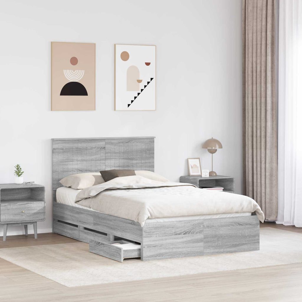 Bed Frame with Drawer Grey Sonoma 120 x 200 cm Engineer Wood