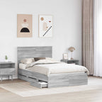 Bed Frame with Drawer Grey Sonoma 120 x 200 cm Engineer Wood