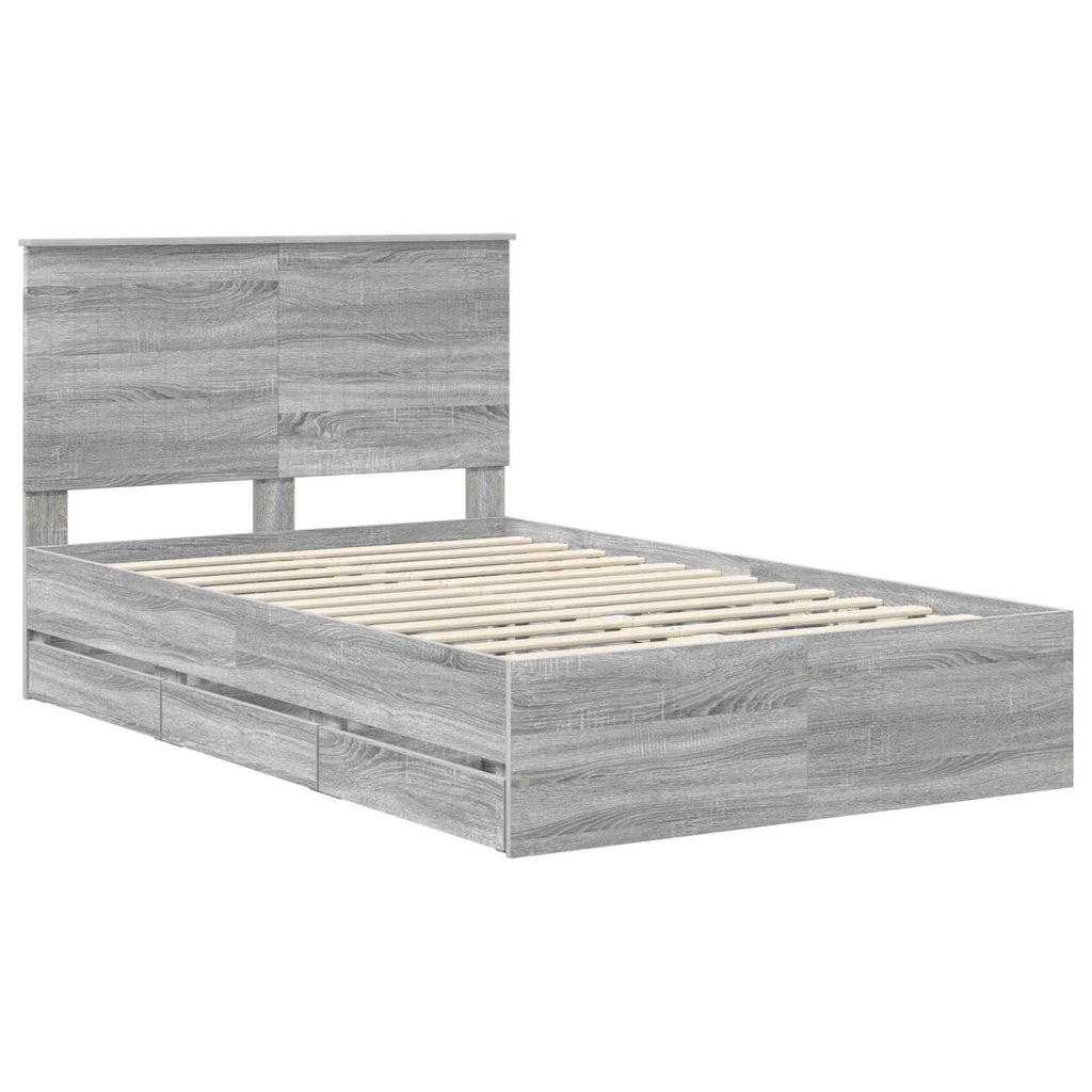 Bed Frame with Drawer Grey Sonoma 120 x 200 cm Engineer Wood