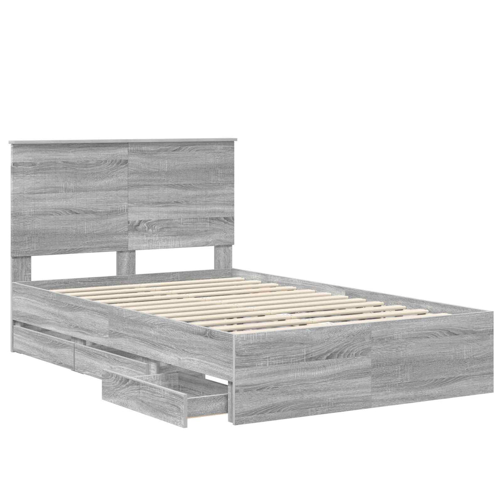 Bed Frame with Drawer Grey Sonoma 120 x 200 cm Engineer Wood