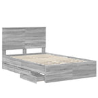 Bed Frame with Drawer Grey Sonoma 120 x 200 cm Engineer Wood