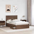 Bed Frame with Drawer Brown Oak 120 x 200 cm Engineer Wood