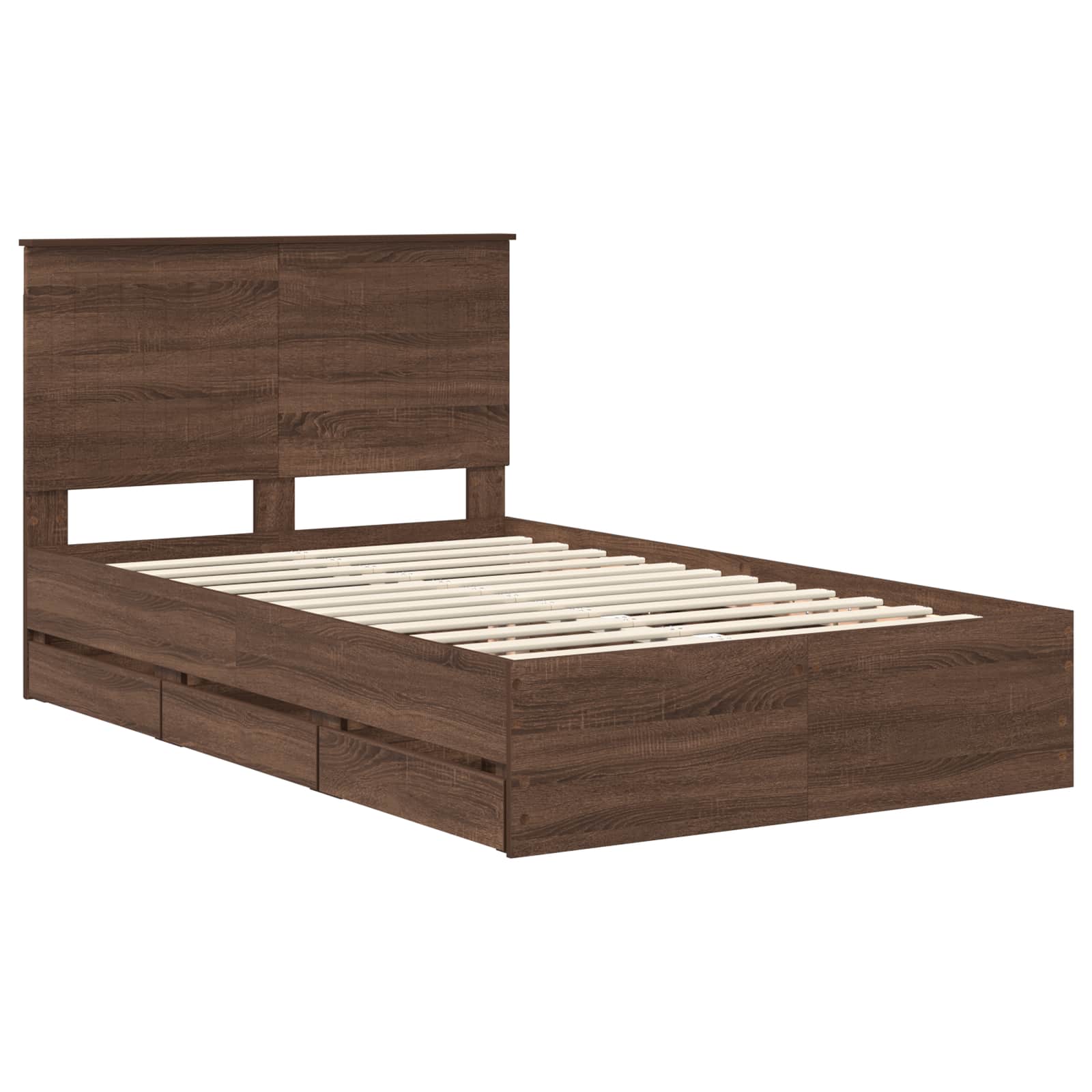Bed Frame with Drawer Brown Oak 120 x 200 cm Engineer Wood