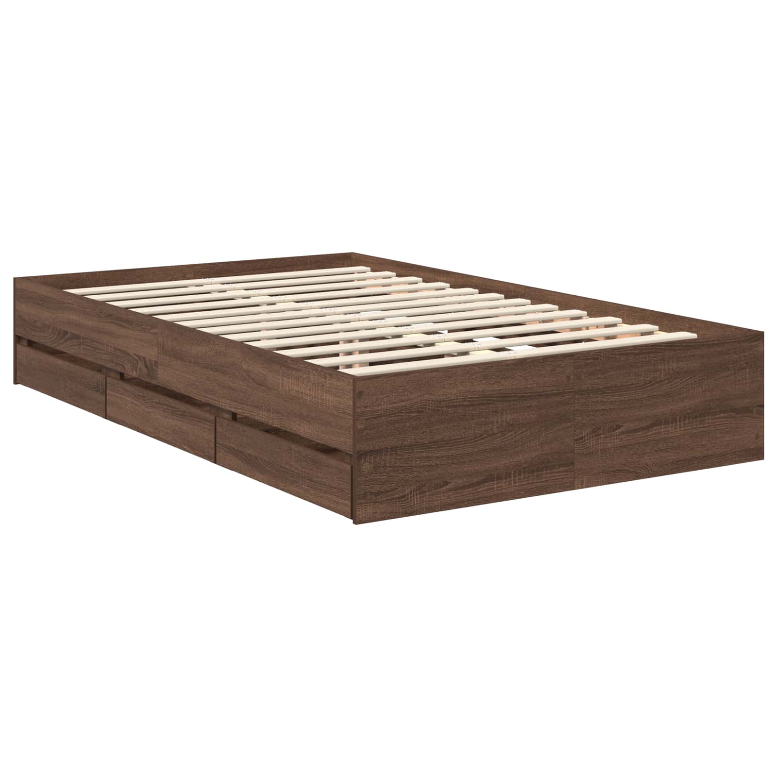 Bed Frame with Drawer Brown Oak 120 x 200 cm Engineer Wood