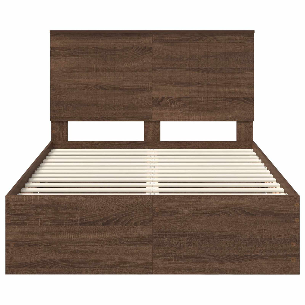 Bed Frame with Drawer Brown Oak 120 x 200 cm Engineer Wood
