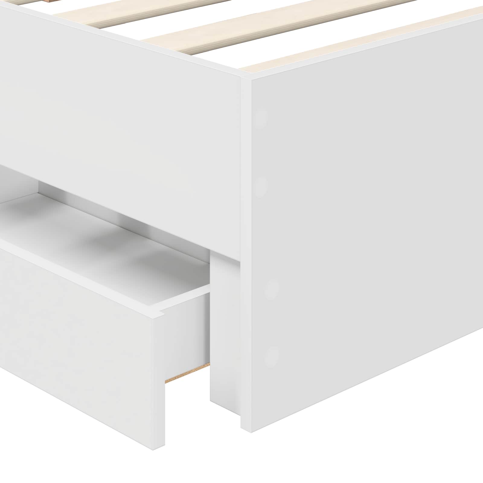 Bed Frame with Drawer White 100 x 200 cm Engineer Wood