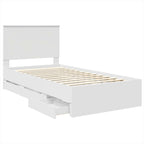 Bed Frame with Drawer White 100 x 200 cm Engineer Wood