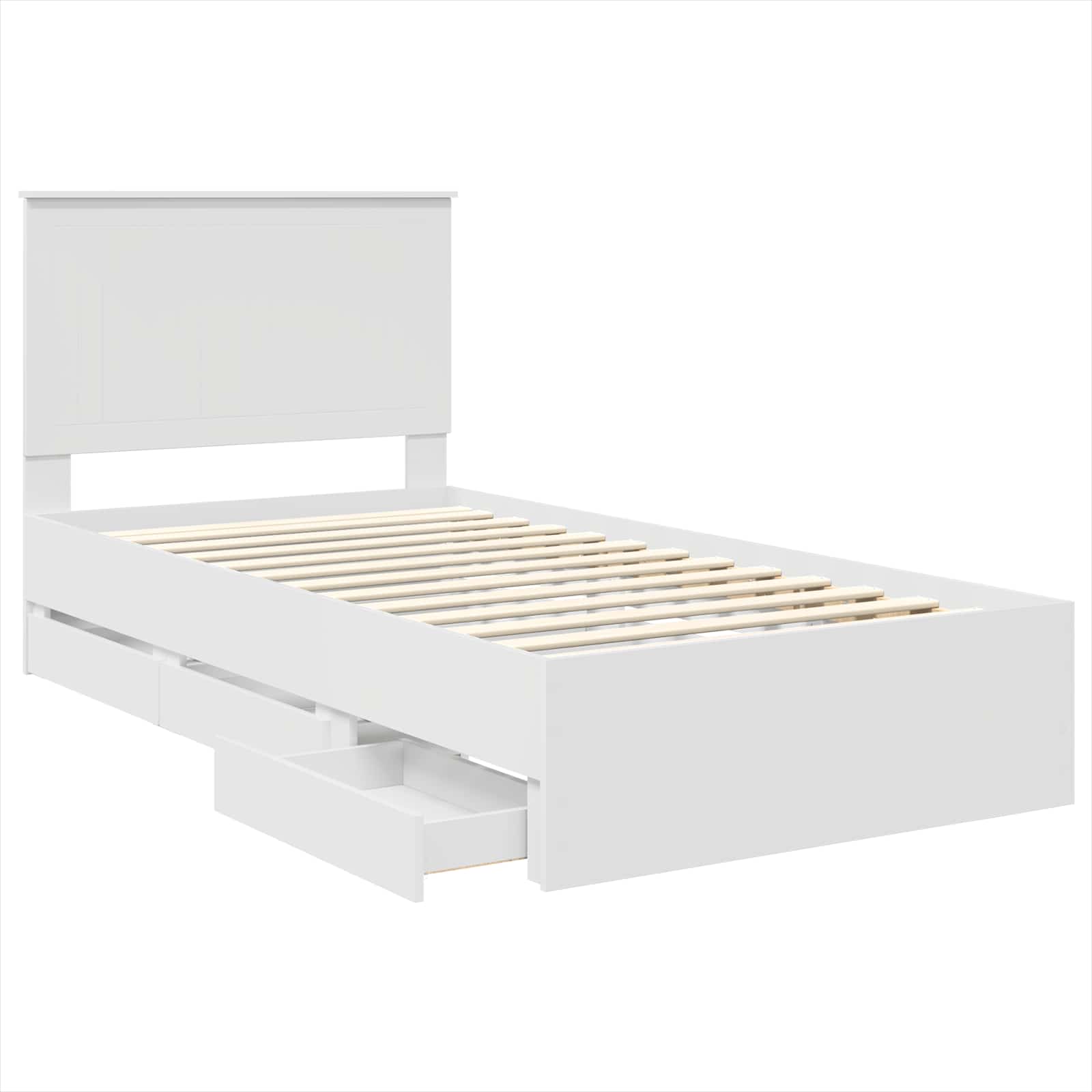Bed Frame with Drawer White 100 x 200 cm Engineer Wood
