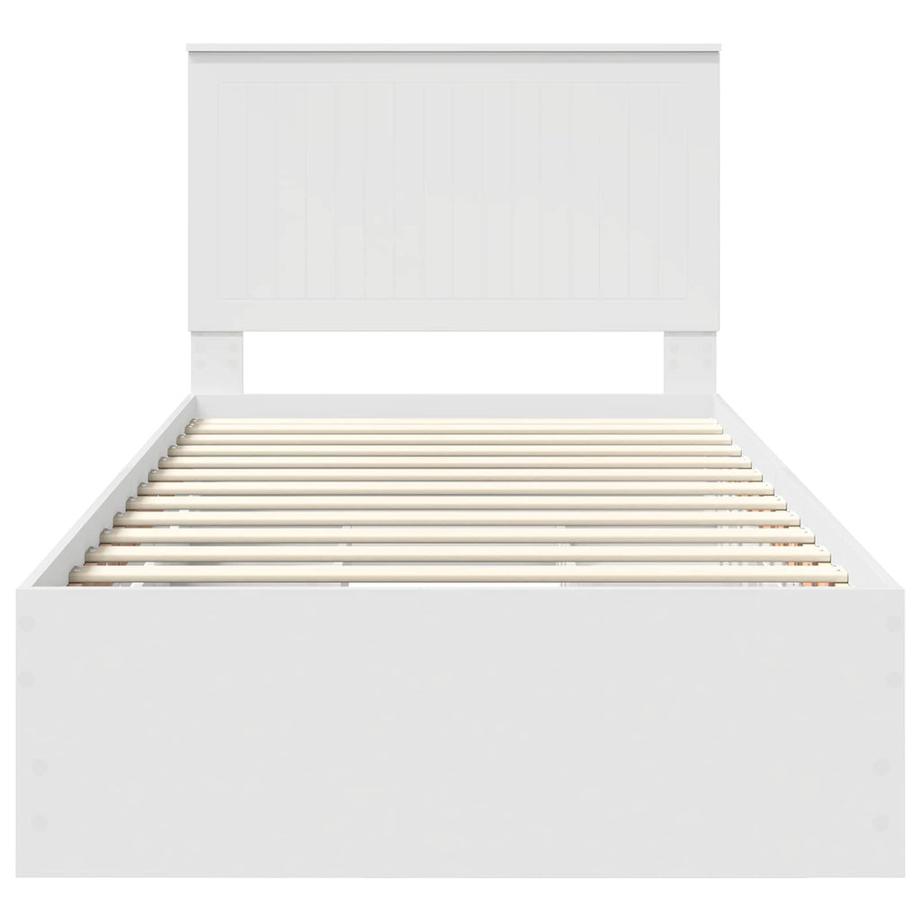 Bed Frame with Drawer White 100 x 200 cm Engineer Wood