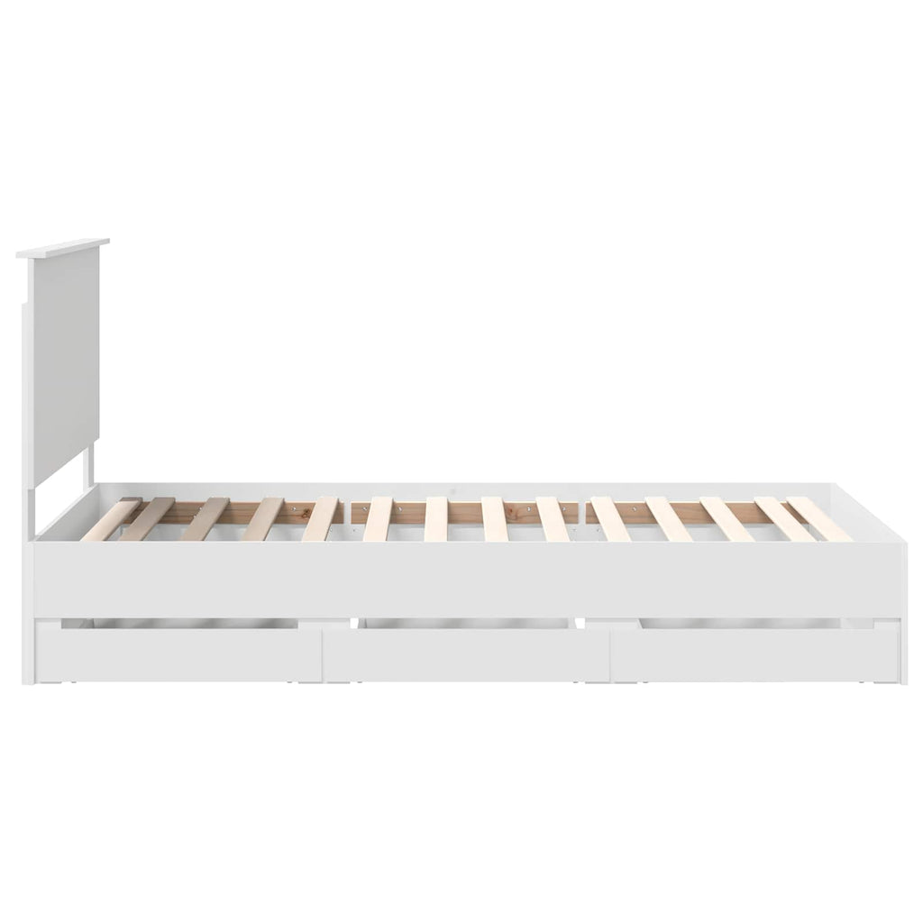 Bed Frame with Drawer White 100 x 200 cm Engineer Wood