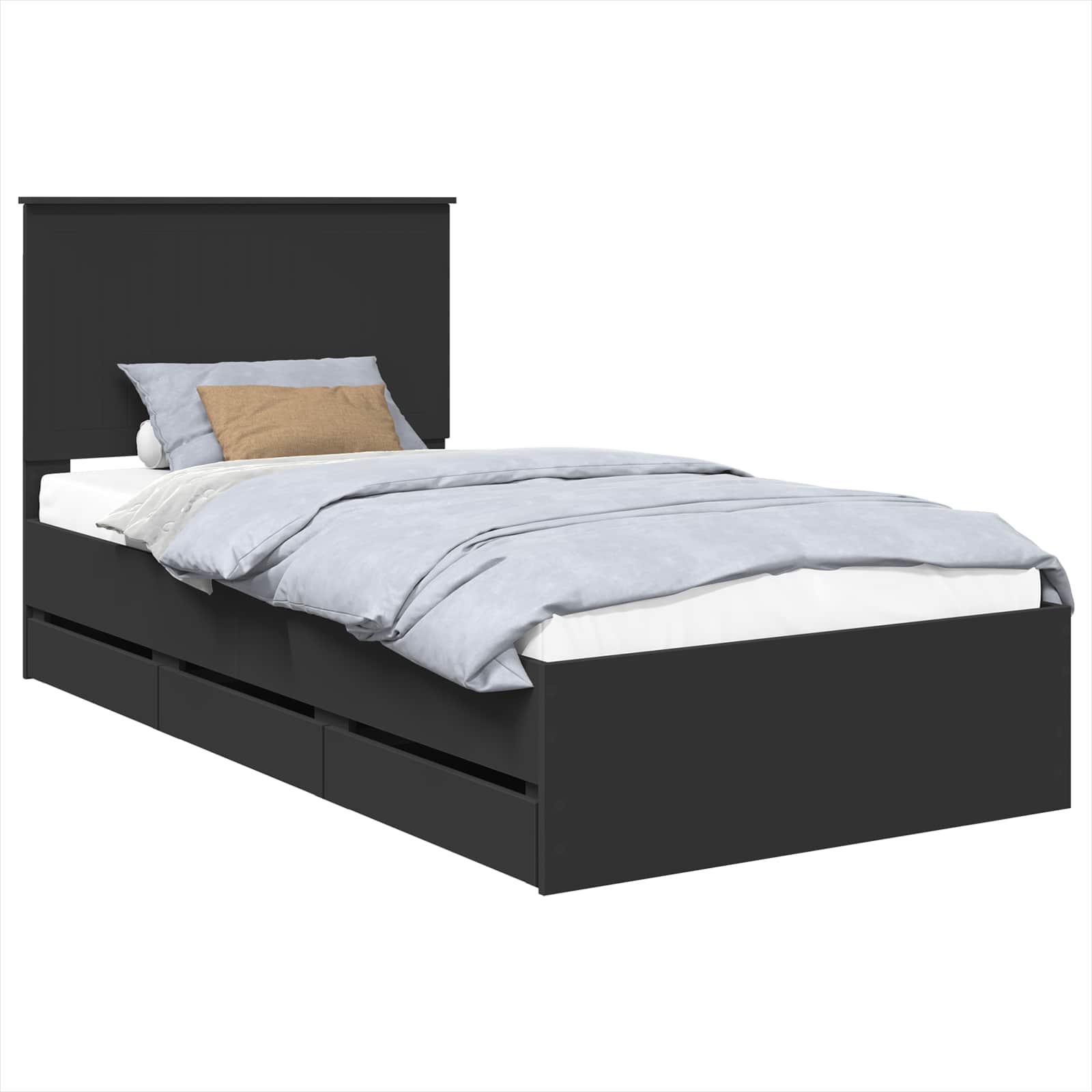 Bed Frame with Drawer Black 100 x 200 cm Engineer Wood