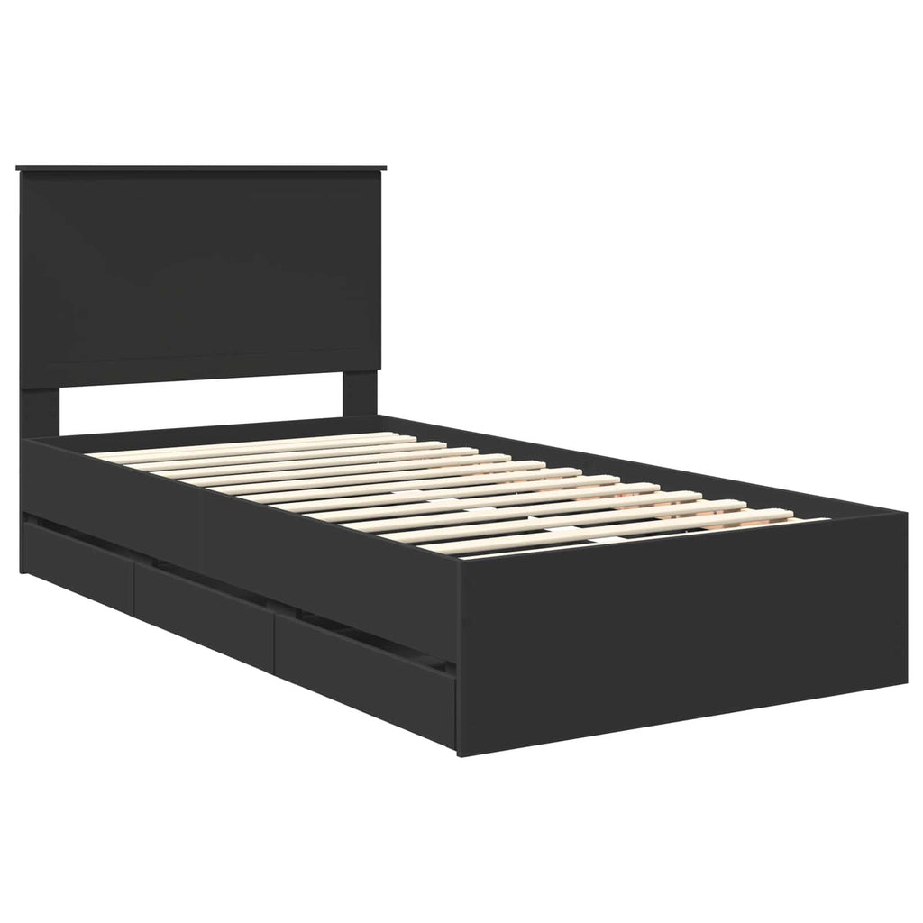 Bed Frame with Drawer Black 100 x 200 cm Engineer Wood