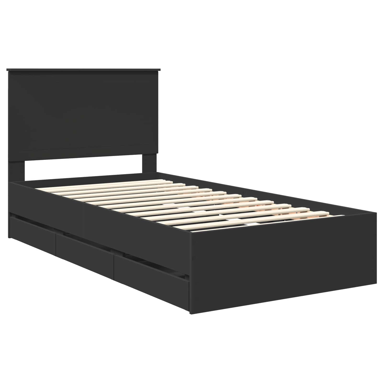 Bed Frame with Drawer Black 100 x 200 cm Engineer Wood