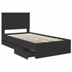 Bed Frame with Drawer Black 100 x 200 cm Engineer Wood