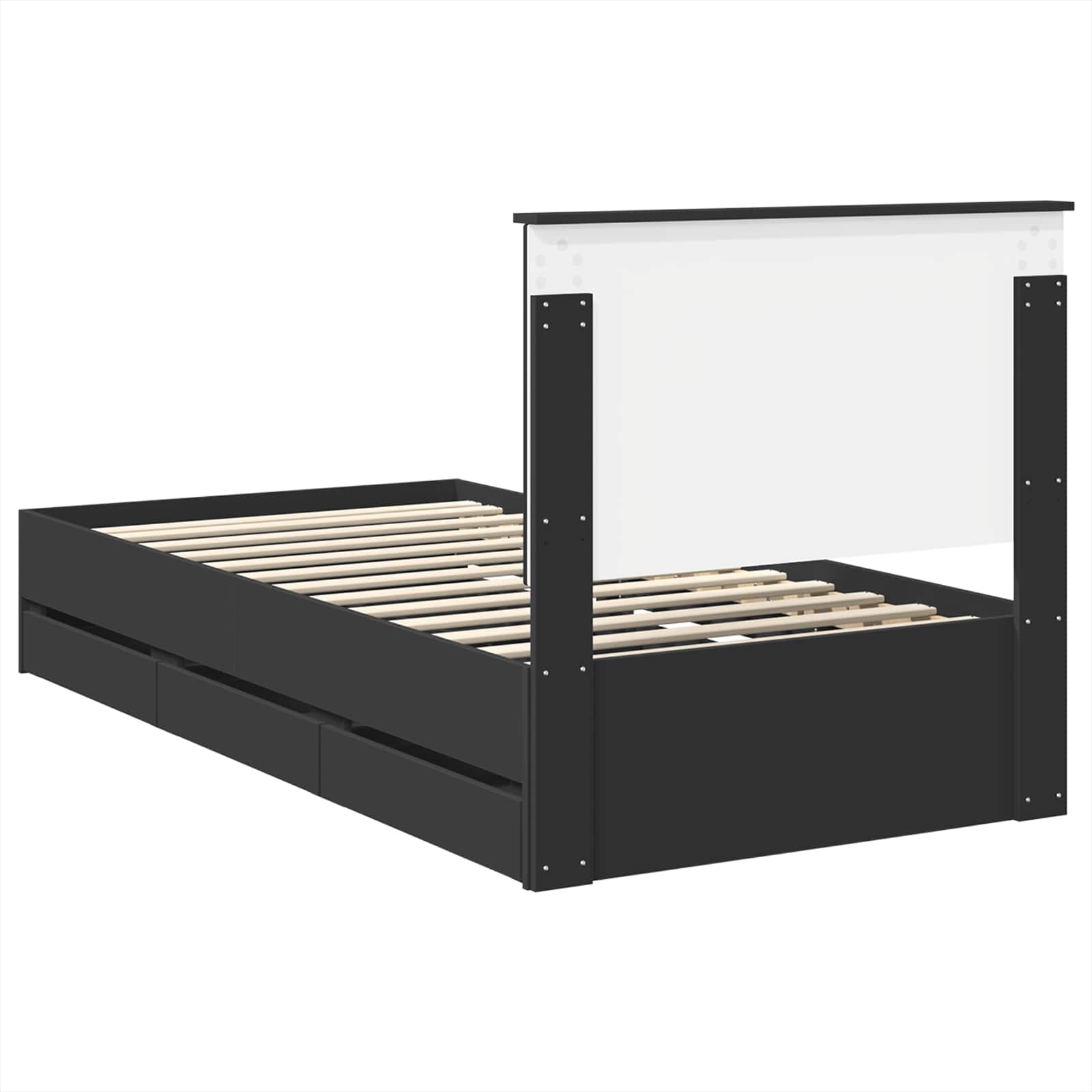 Bed Frame with Drawer Black 100 x 200 cm Engineer Wood
