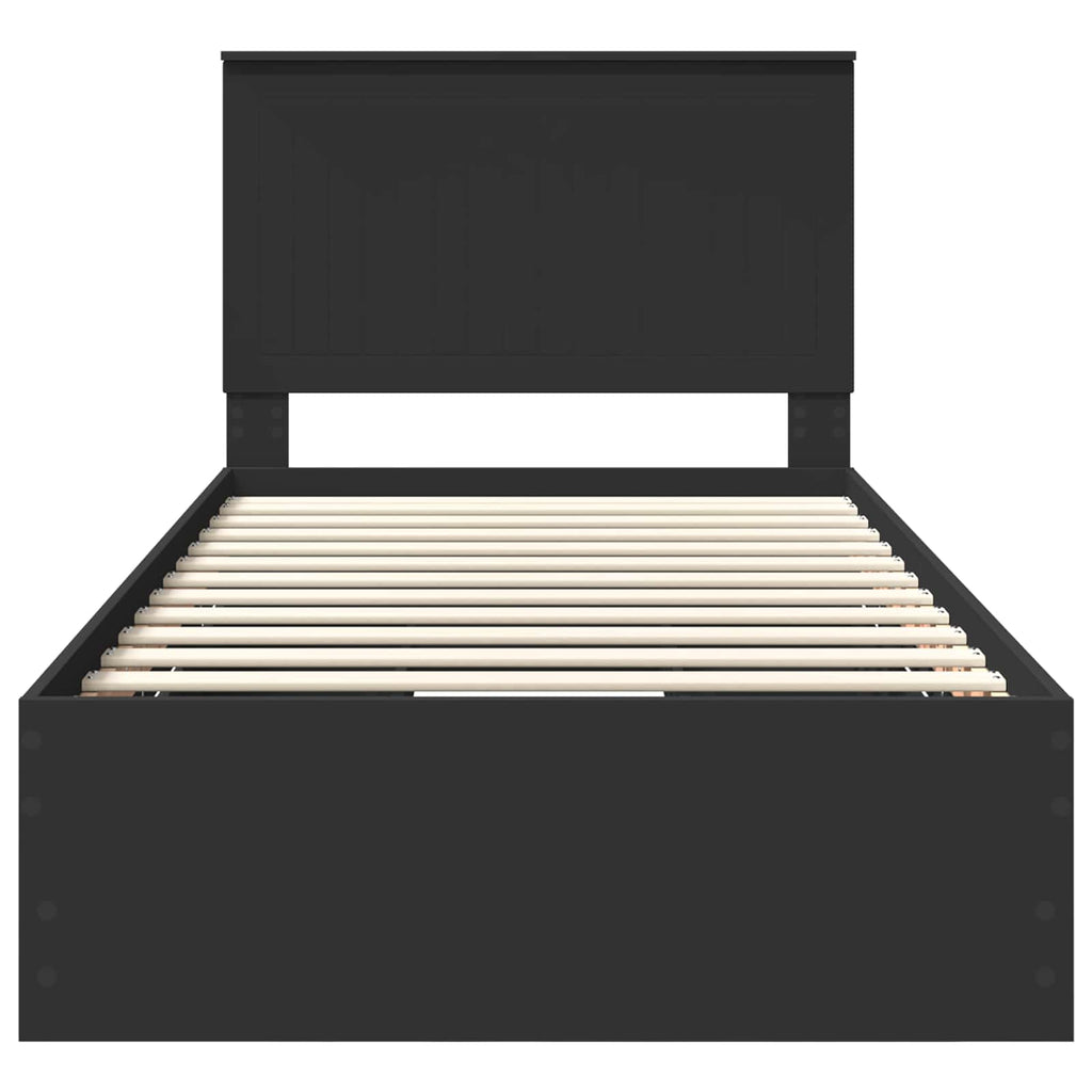 Bed Frame with Drawer Black 100 x 200 cm Engineer Wood