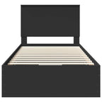 Bed Frame with Drawer Black 100 x 200 cm Engineer Wood